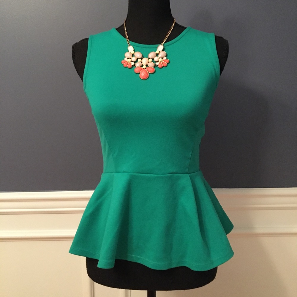 Emerald Peplum Top
